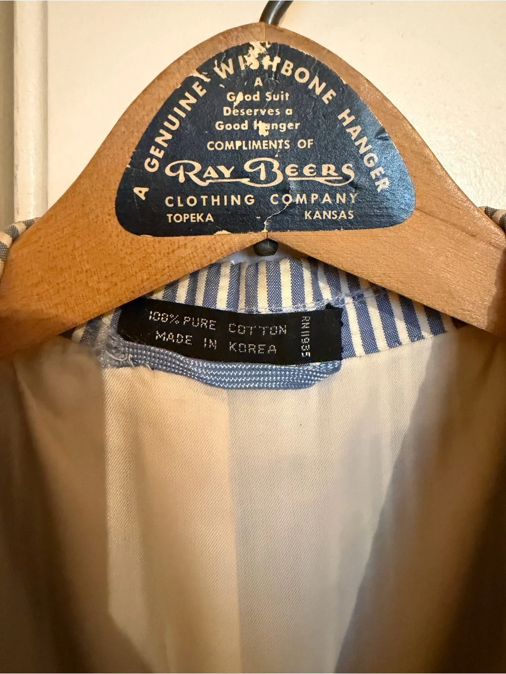 Men's Blue & White Striped Blazer - Classic Seersucker Style
